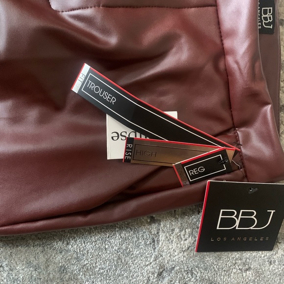 NWT BBJ Los Angeles Dark Rust coloured pleather high rise fit trousers size S - Picture 4 of 6